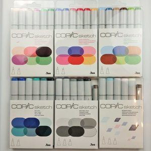 New COPIC Sketch Markers.  6 Assorted Packs of 6 Dual - Tipped Markers